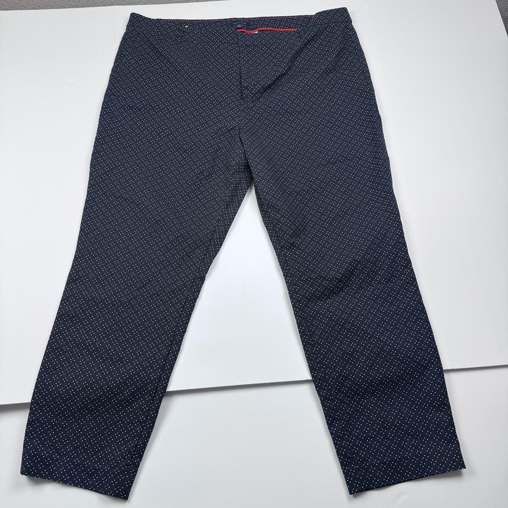 Tommy Hilfiger Pants Womens 22 (41x28) Blue Stretch Skinny Polka Dot Cotton